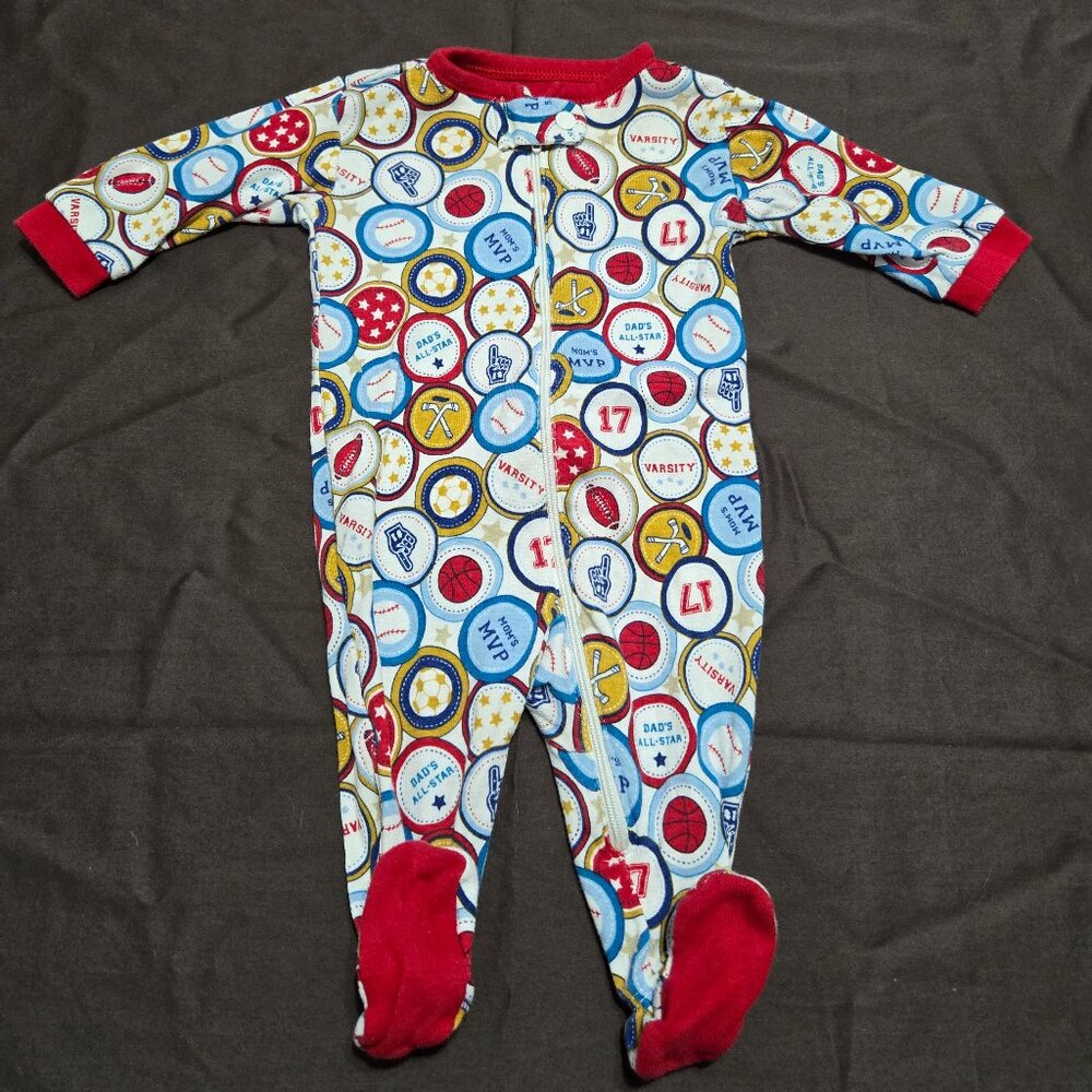 Footed Sleeper Sports Design The Children's Place 0-3 Month Zip Up 100% Cotton